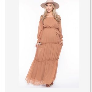 Maternity leaze off the shoulder maxi dress